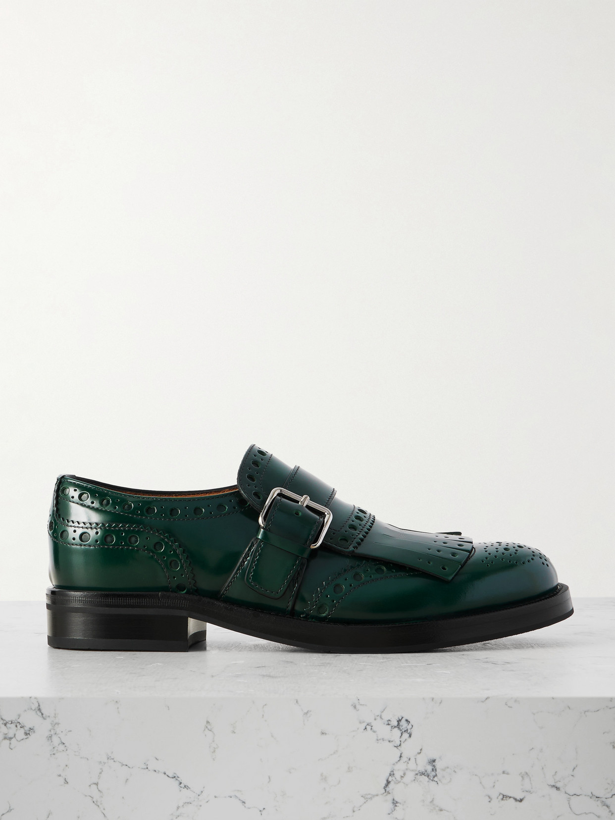 Church's Phillis Fringed Polished Leather Brogues In Green
