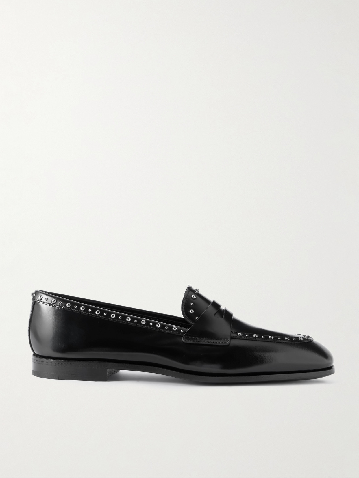Church's Onyx Studded Leather Loafers In Black