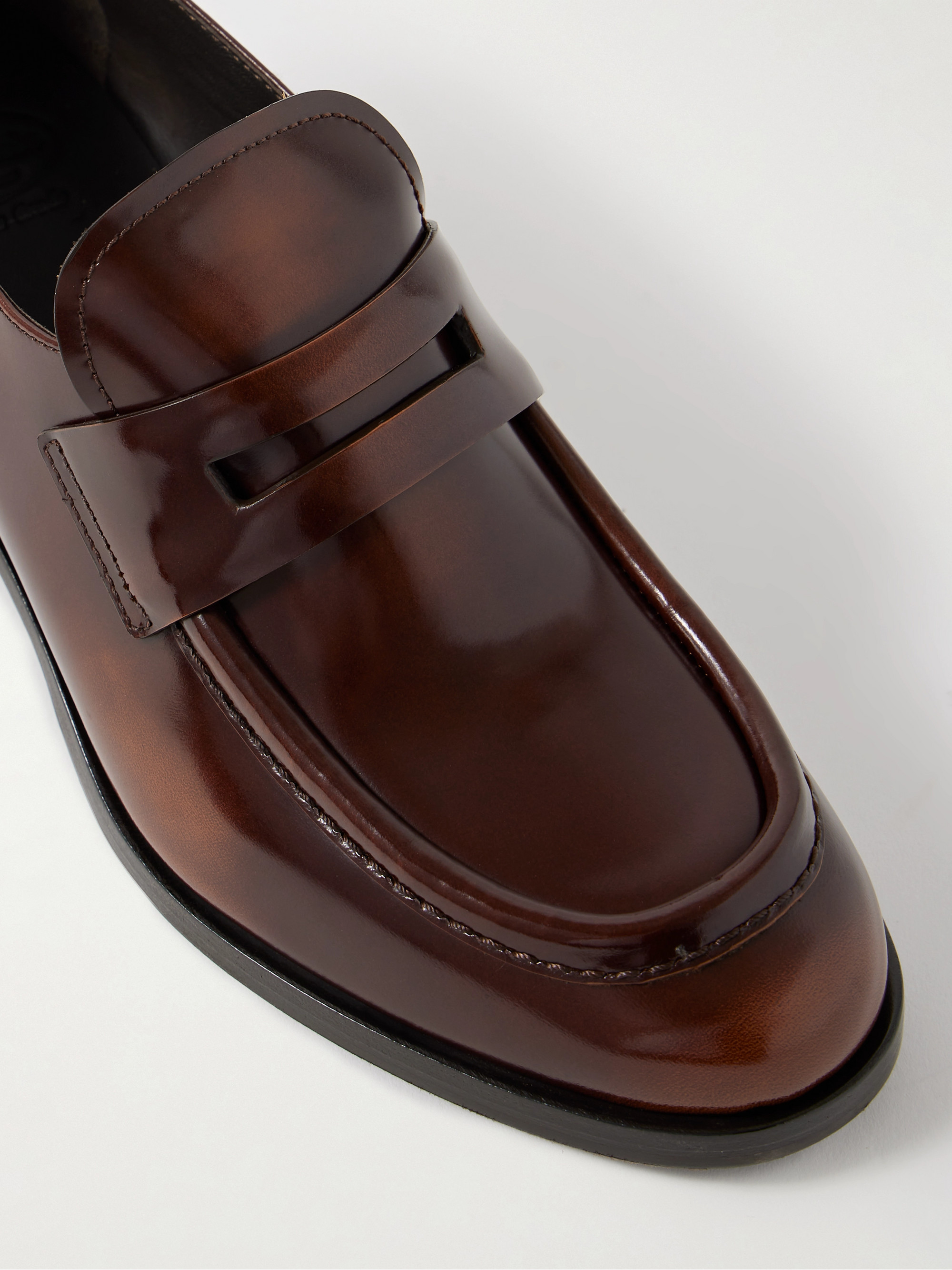 『church's』Brown Leather Moccasins CHURCH'S - Prudence glossed-leather loafers | Plush