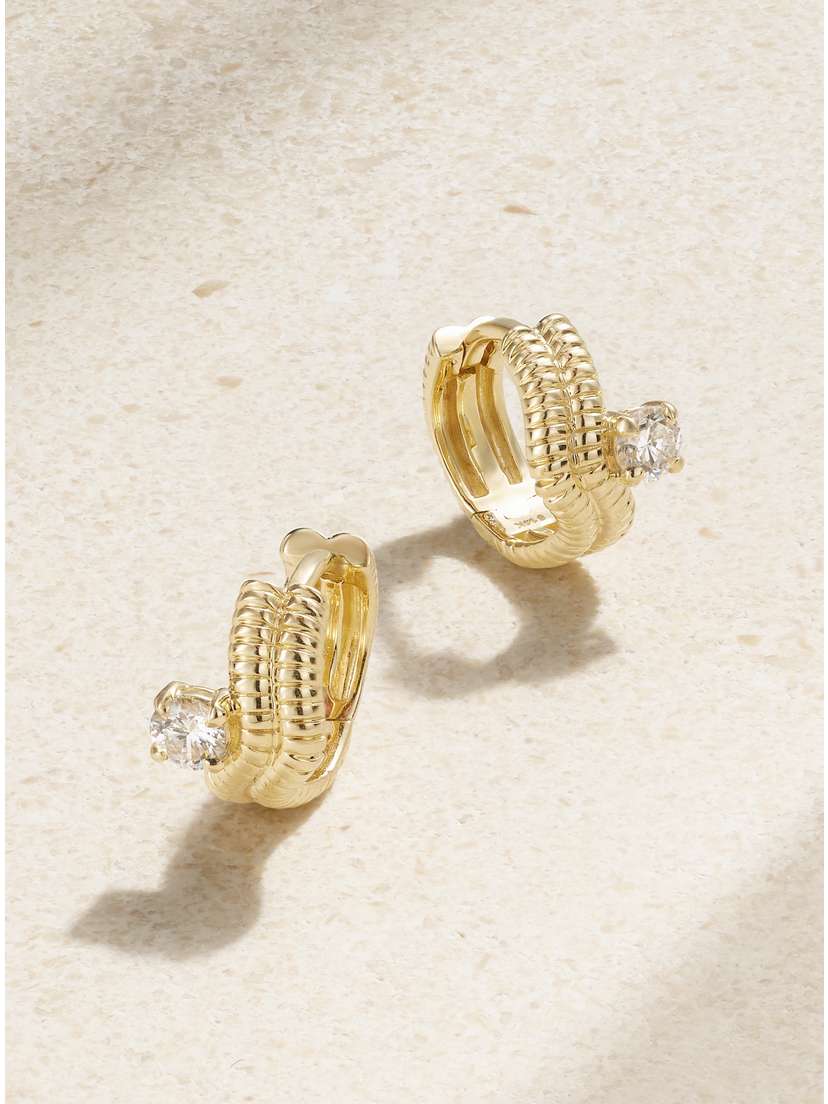 STONE AND STRAND Freddie 14-karat Gold Diamond Hoop Earrings
