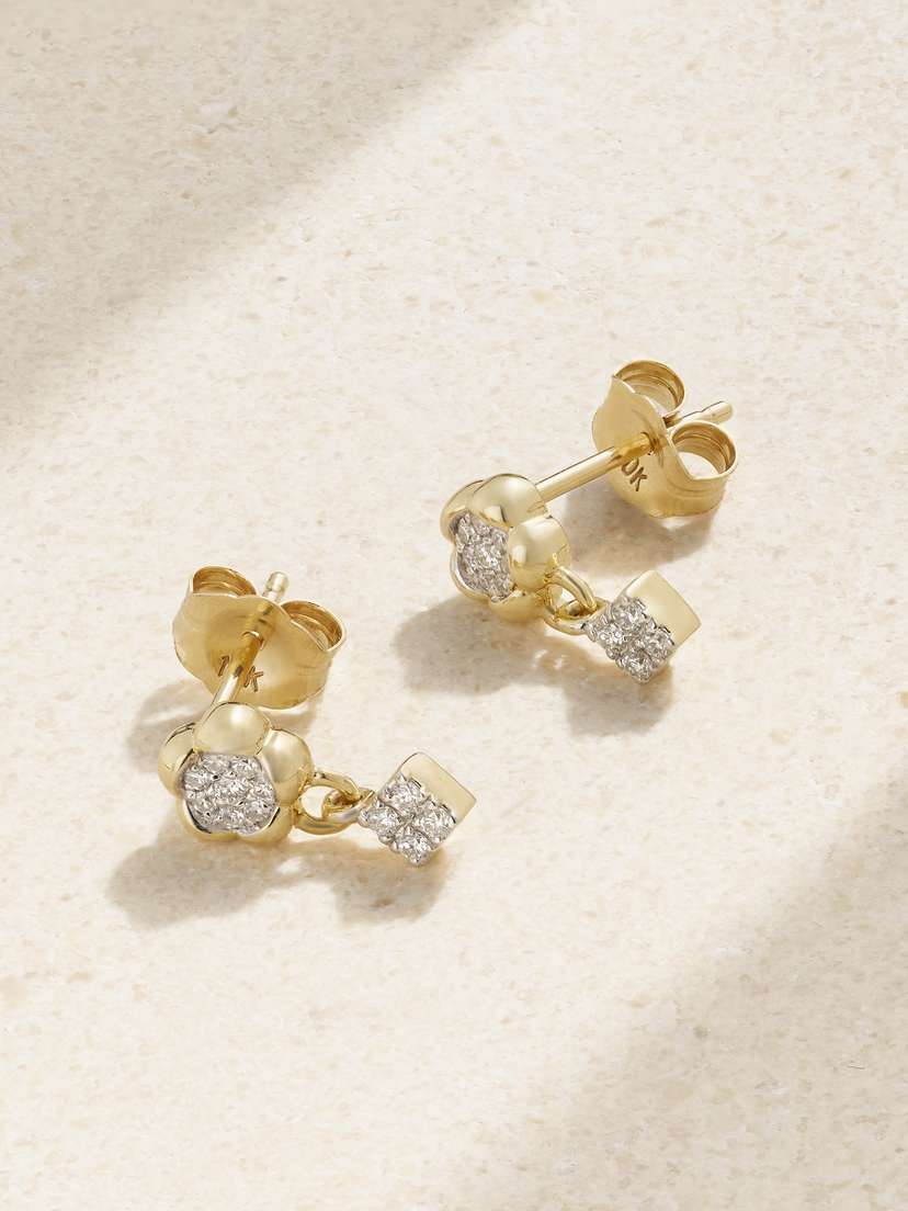 STONE AND STRAND Richie 10-karat Gold Diamond Earrings