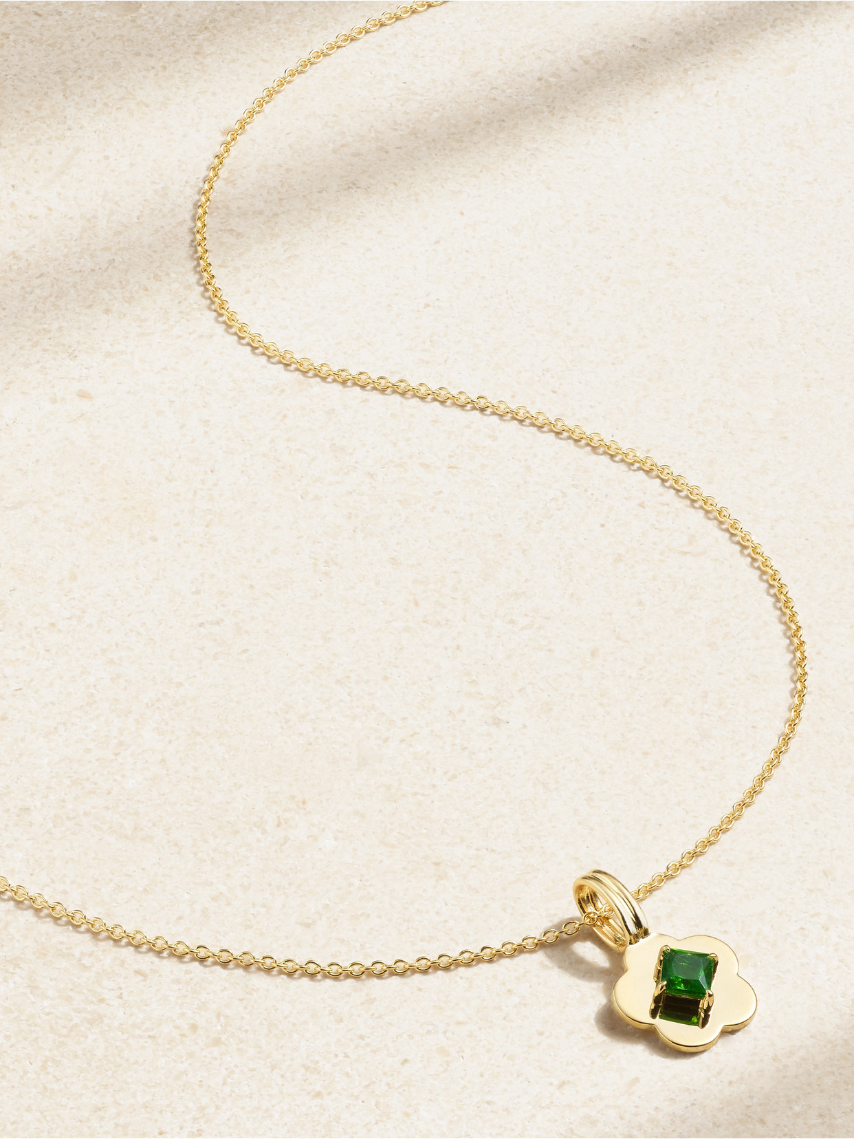Stone And Strand Flower Child 14-karat Gold Chrome Diopside Necklace