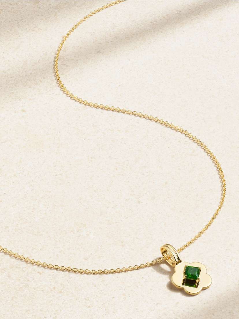 STONE AND STRAND Flower Child 14-karat Gold Chrome Diopside Necklace