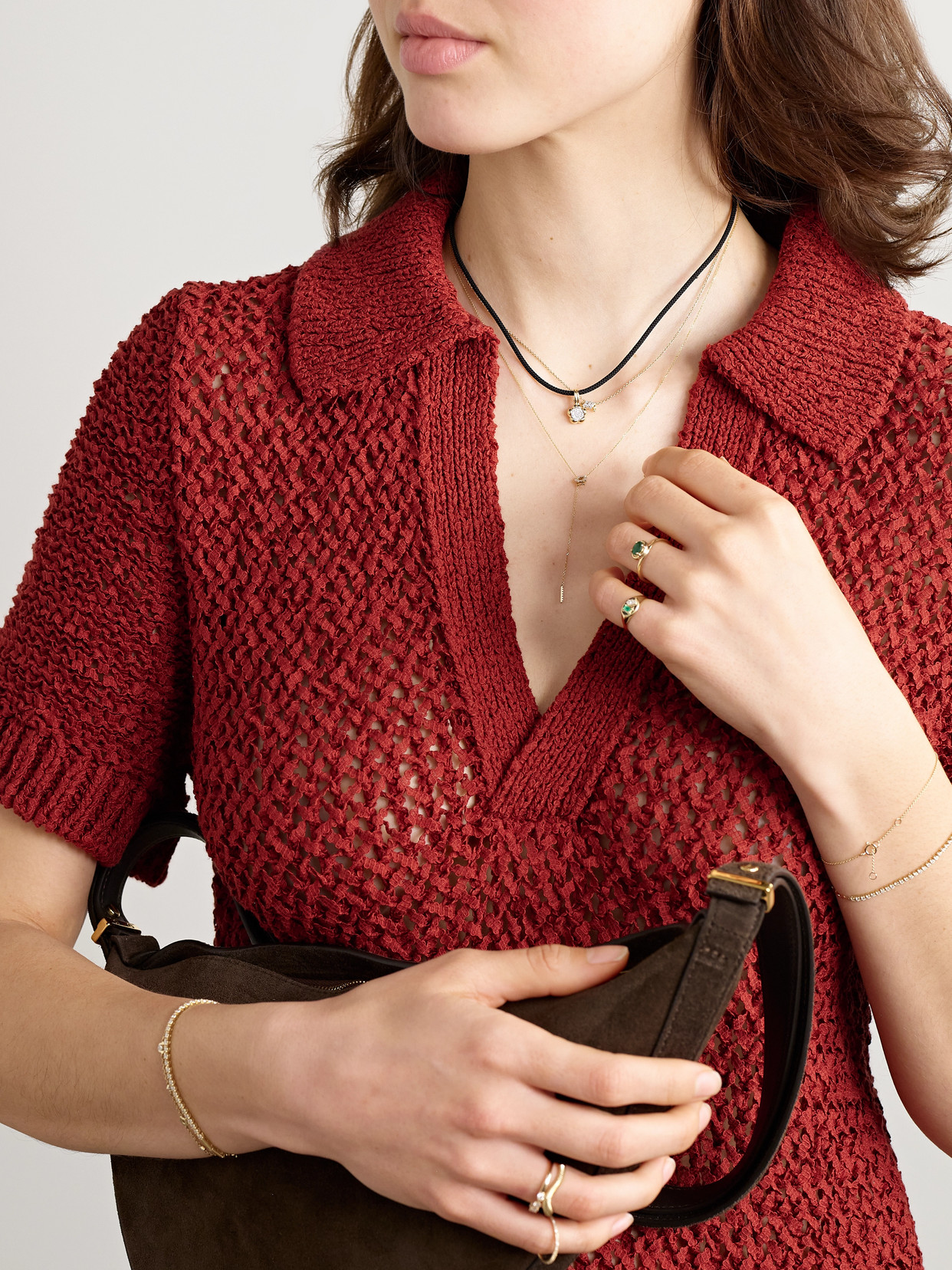 Stone And Strand Crosby 10-karat Gold, Cord And Diamond Choker