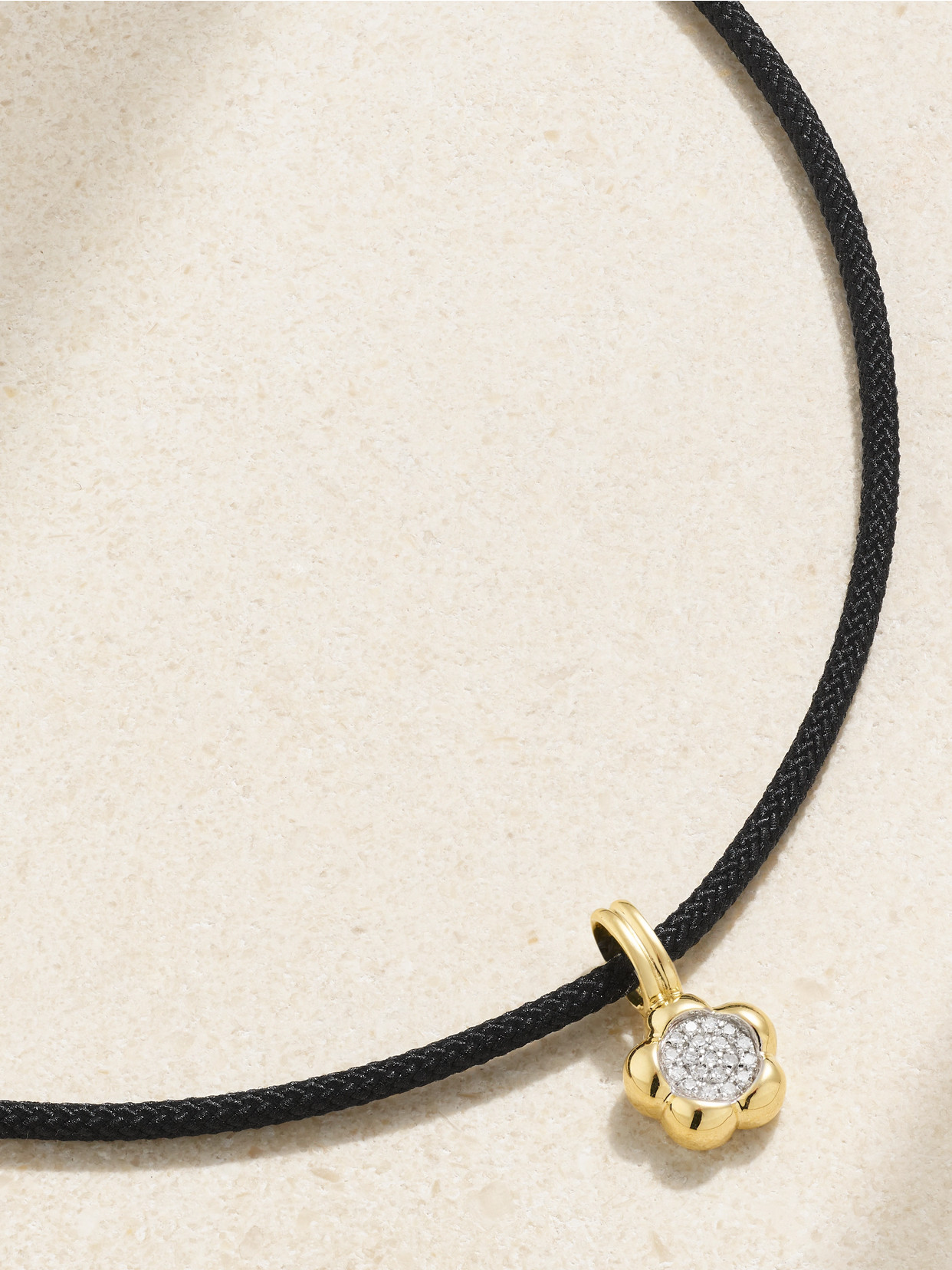 Stone And Strand Crosby 10-karat Gold, Cord And Diamond Choker