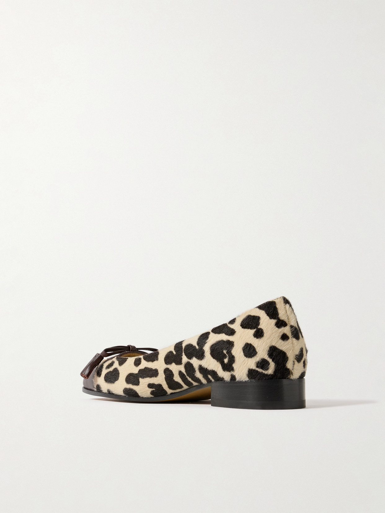 Valentino Ballerina Leather-trimmed Leopard-print Calf Hair Flats