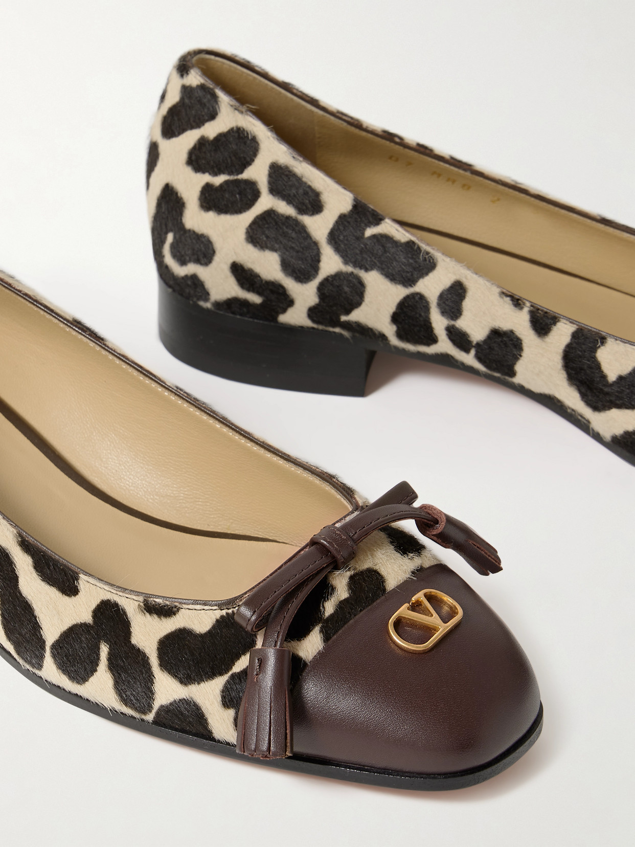 Valentino Ballerina Leather-trimmed Leopard-print Calf Hair Flats