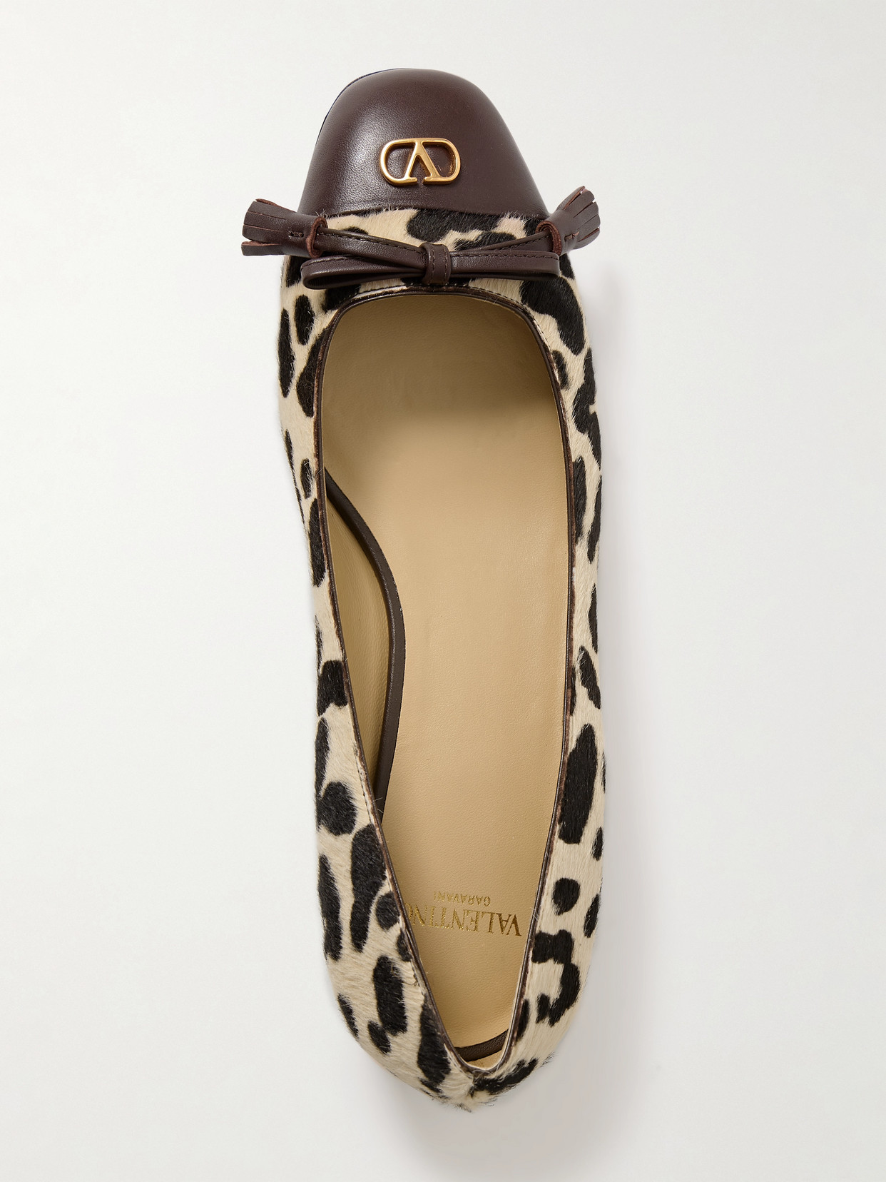 Valentino Ballerina Leather-trimmed Leopard-print Calf Hair Flats