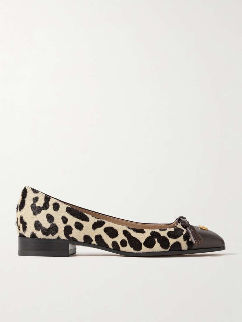 Valentino Garavani Ballerina Leather-trimmed Leopard-print Calf Hair Flats