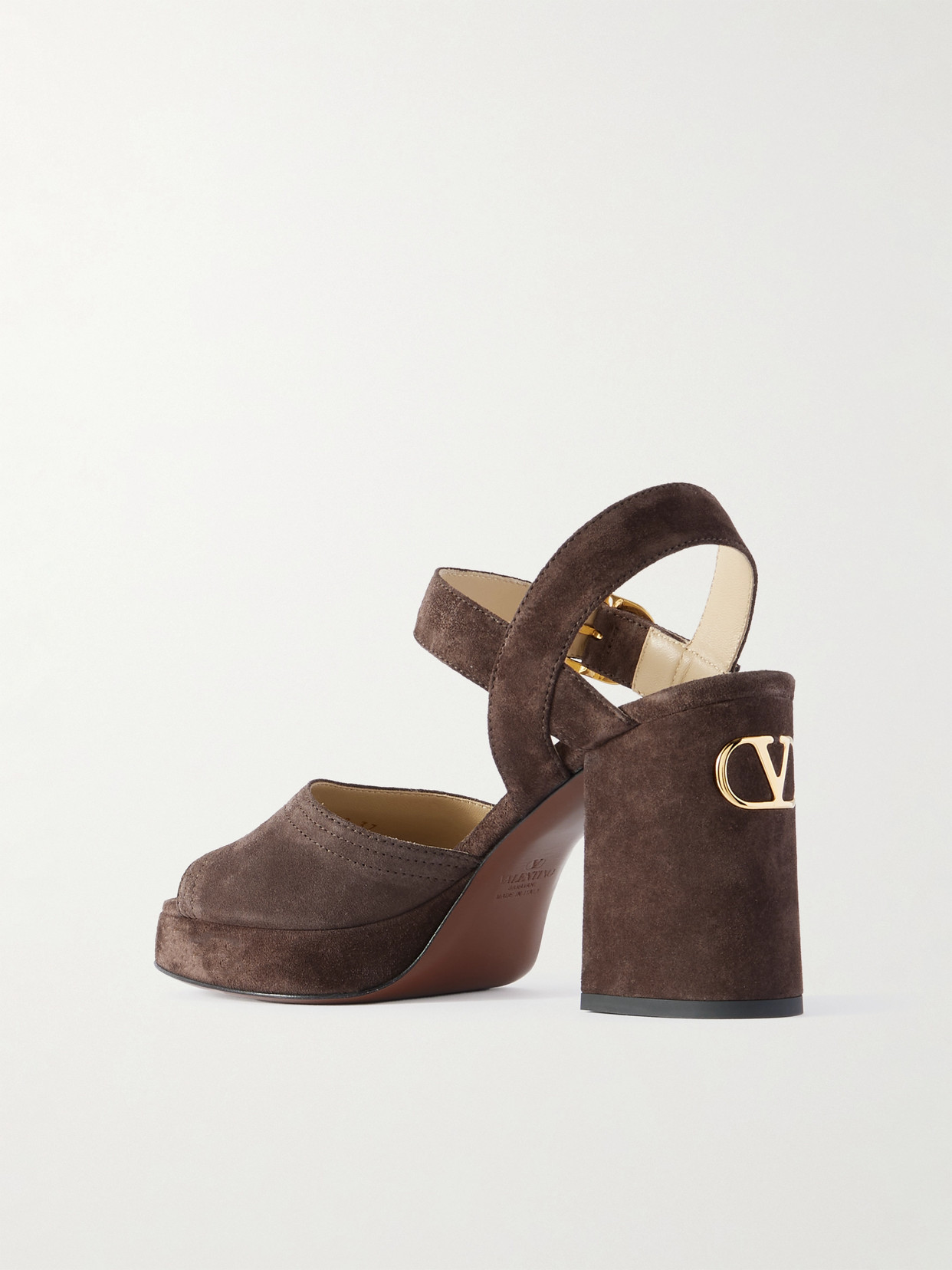 Valentino Plateausandalen Fawcette Vlogo Aus Veloursleder In Brown