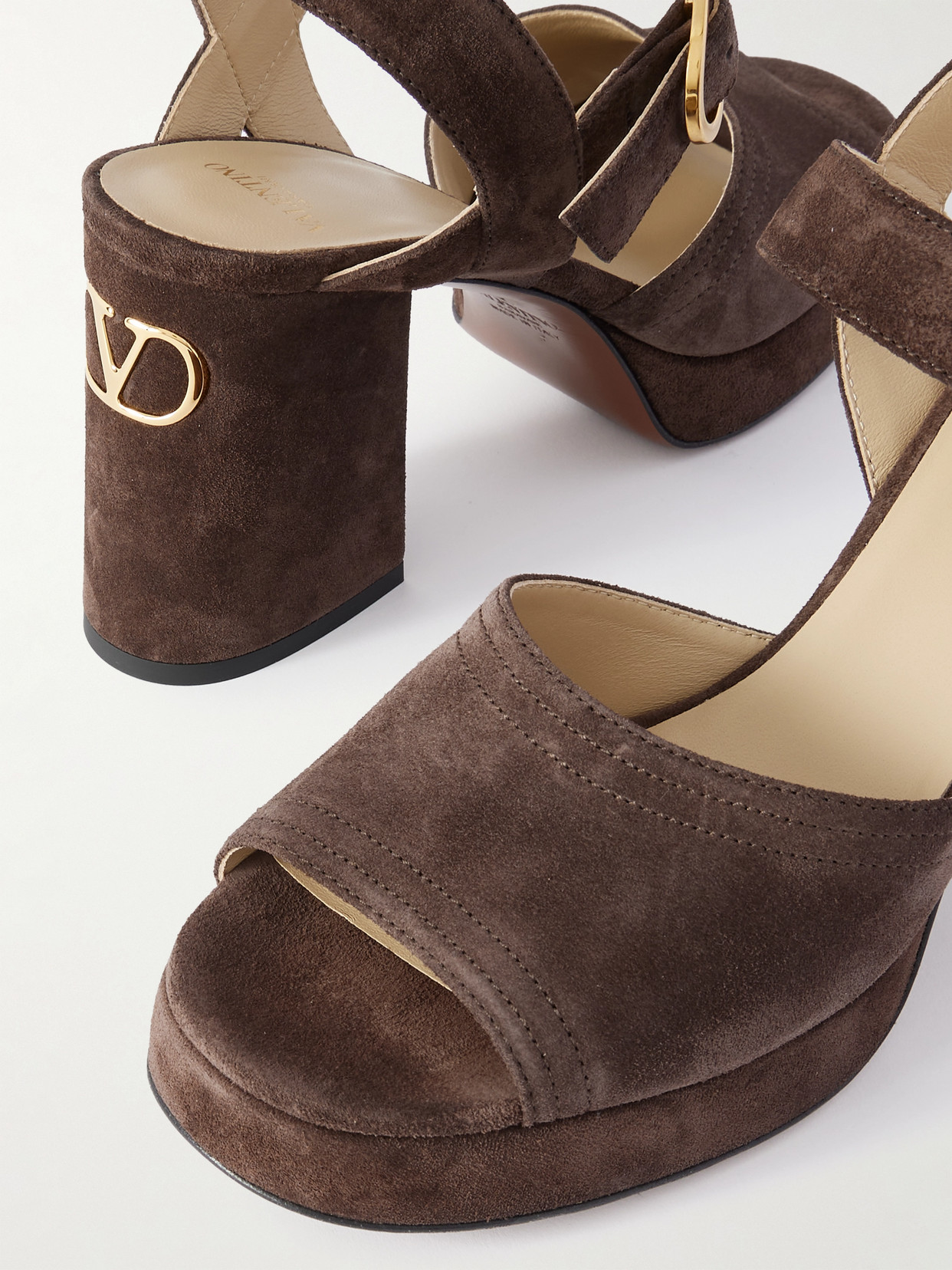 Valentino Plateausandalen Fawcette Vlogo Aus Veloursleder In Brown