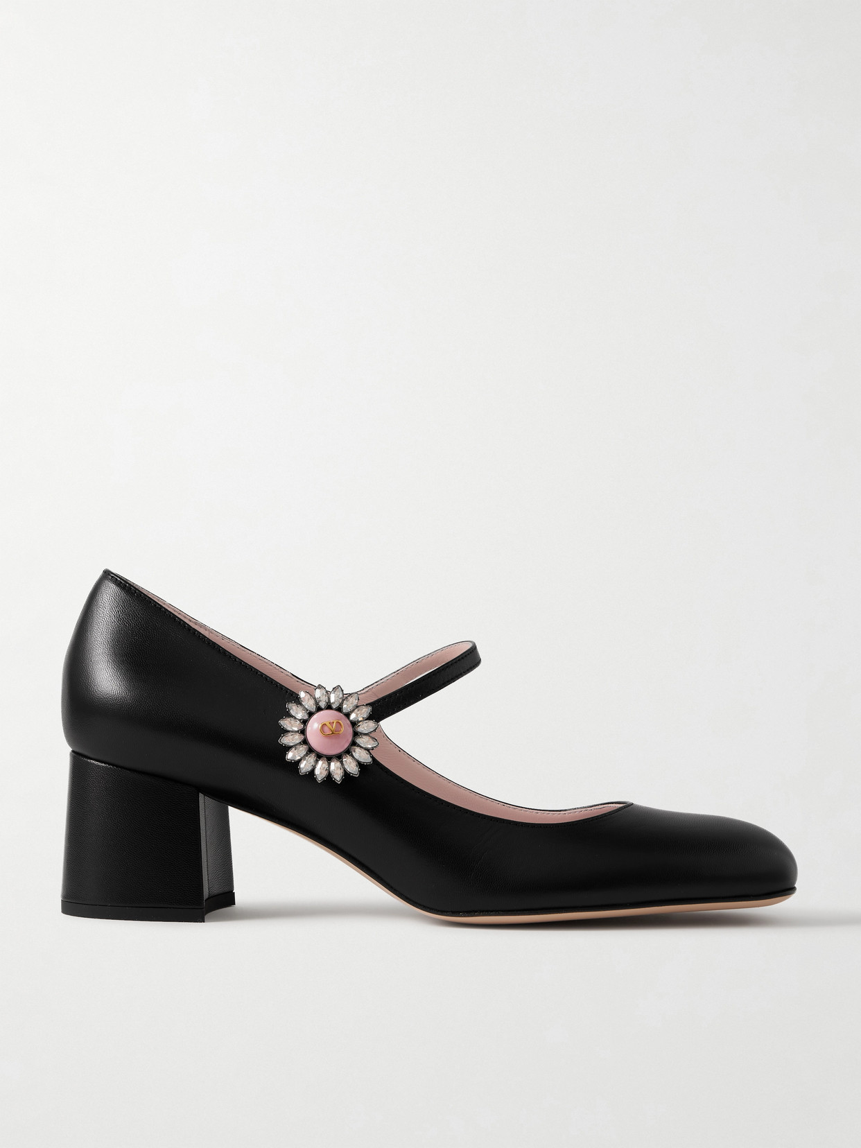 Valentino Garavani 55 Embellished Leather Mary Jane Pumps In Black