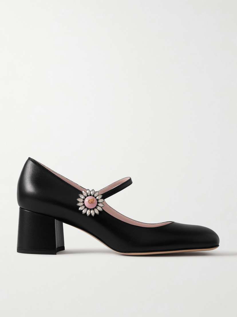 Valentino Garavani 55 Embellished Leather Mary Jane Pumps