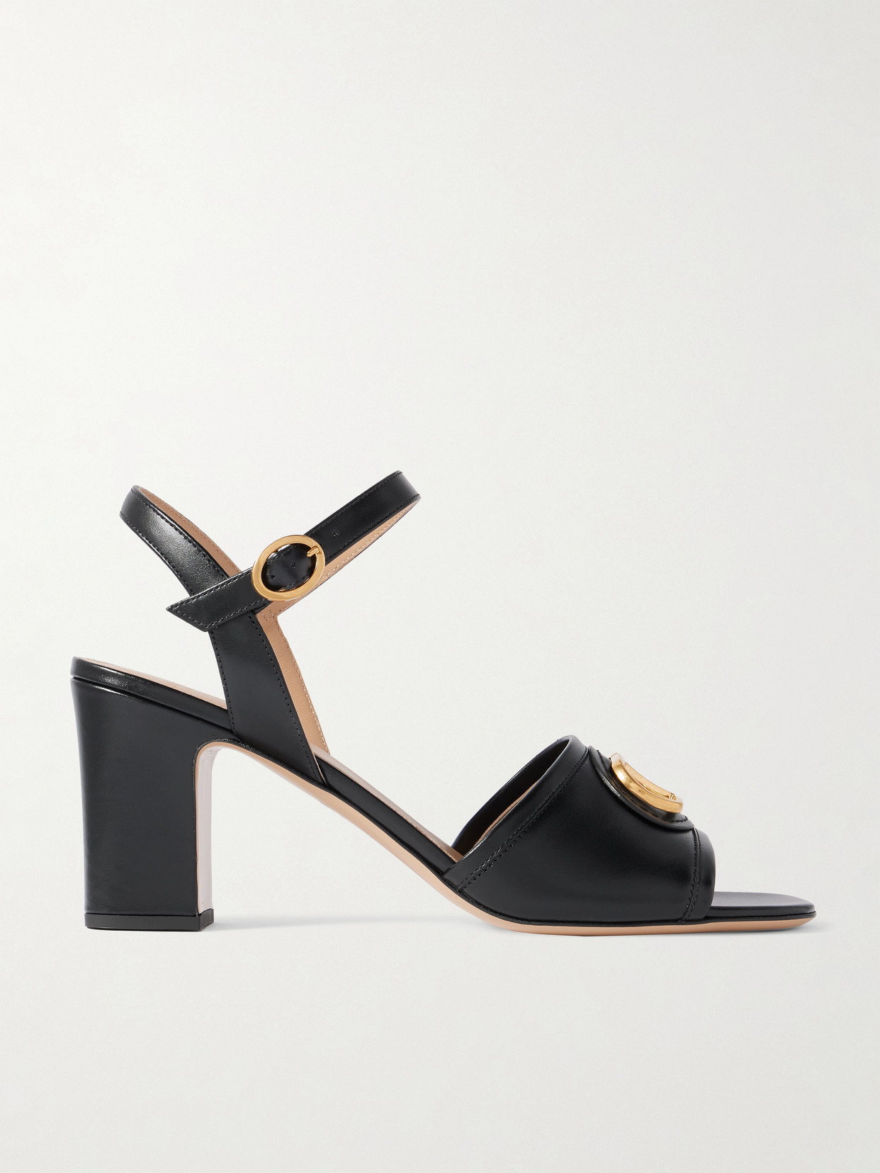 Valentino Garavani Vlogo 75 Embellished Leather Sandals In Black
