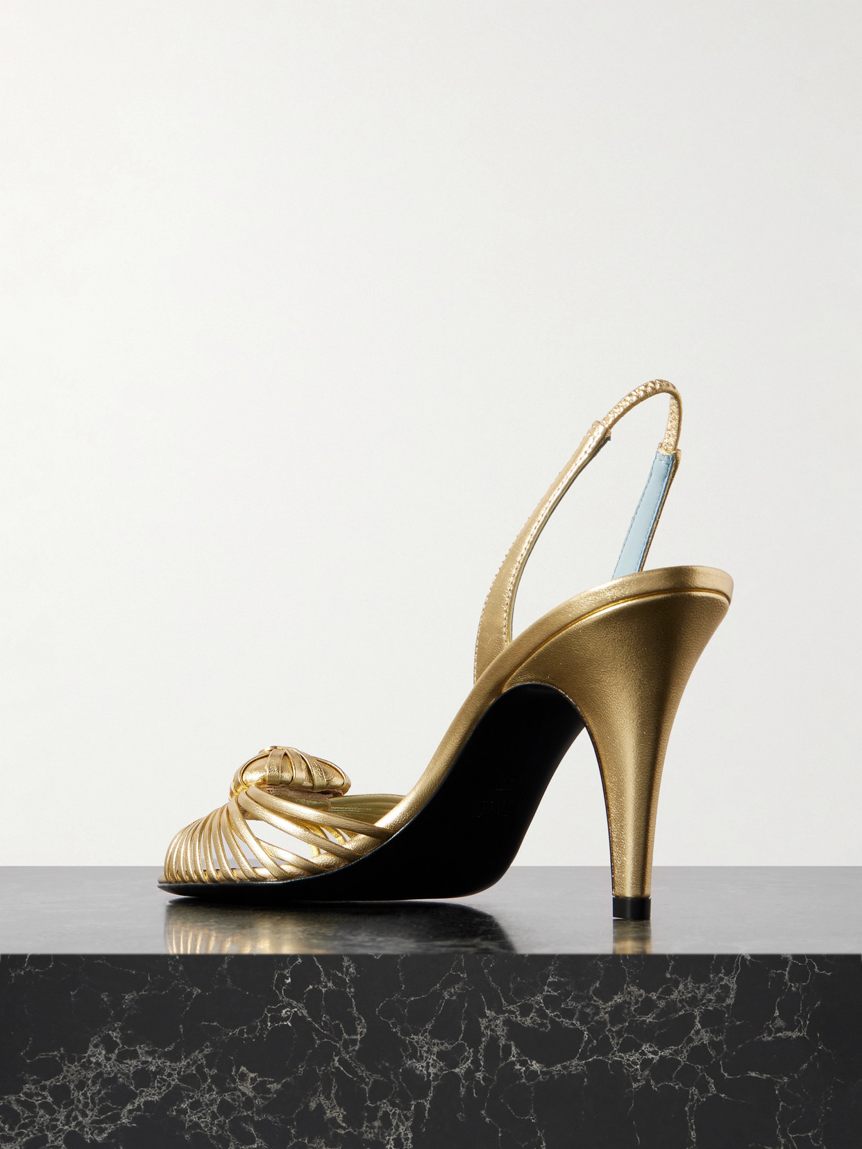 Valentino Royal Heart 65 Leather Slingback Sandal In Gold