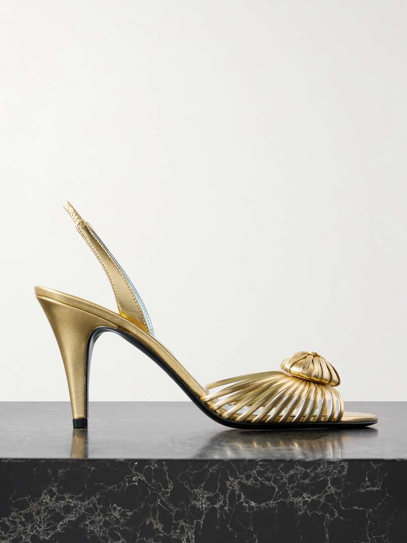 Valentino Garavani Royal 85 Embellished Metallic Leather Slingback Sandals