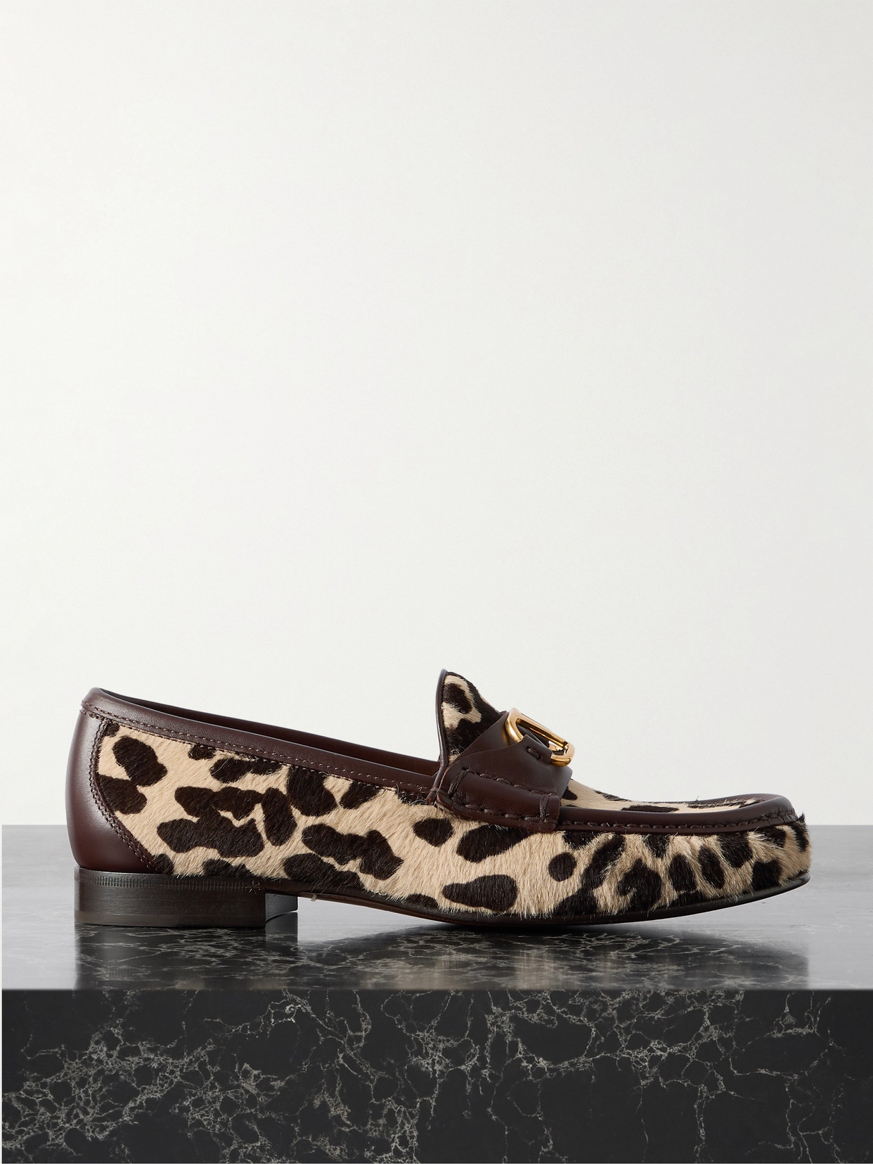 Valentino Garavani Vlogo Signature 20 Leather-trimmed Leopard-print Calf Hair Loafers In Multi