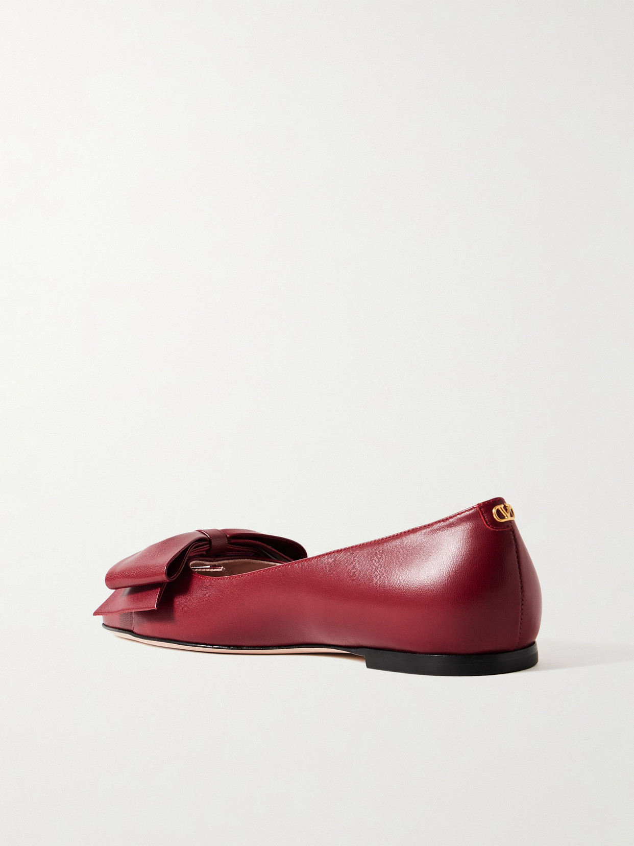 Valentino Bowow Leather Ballet Flat In Brown