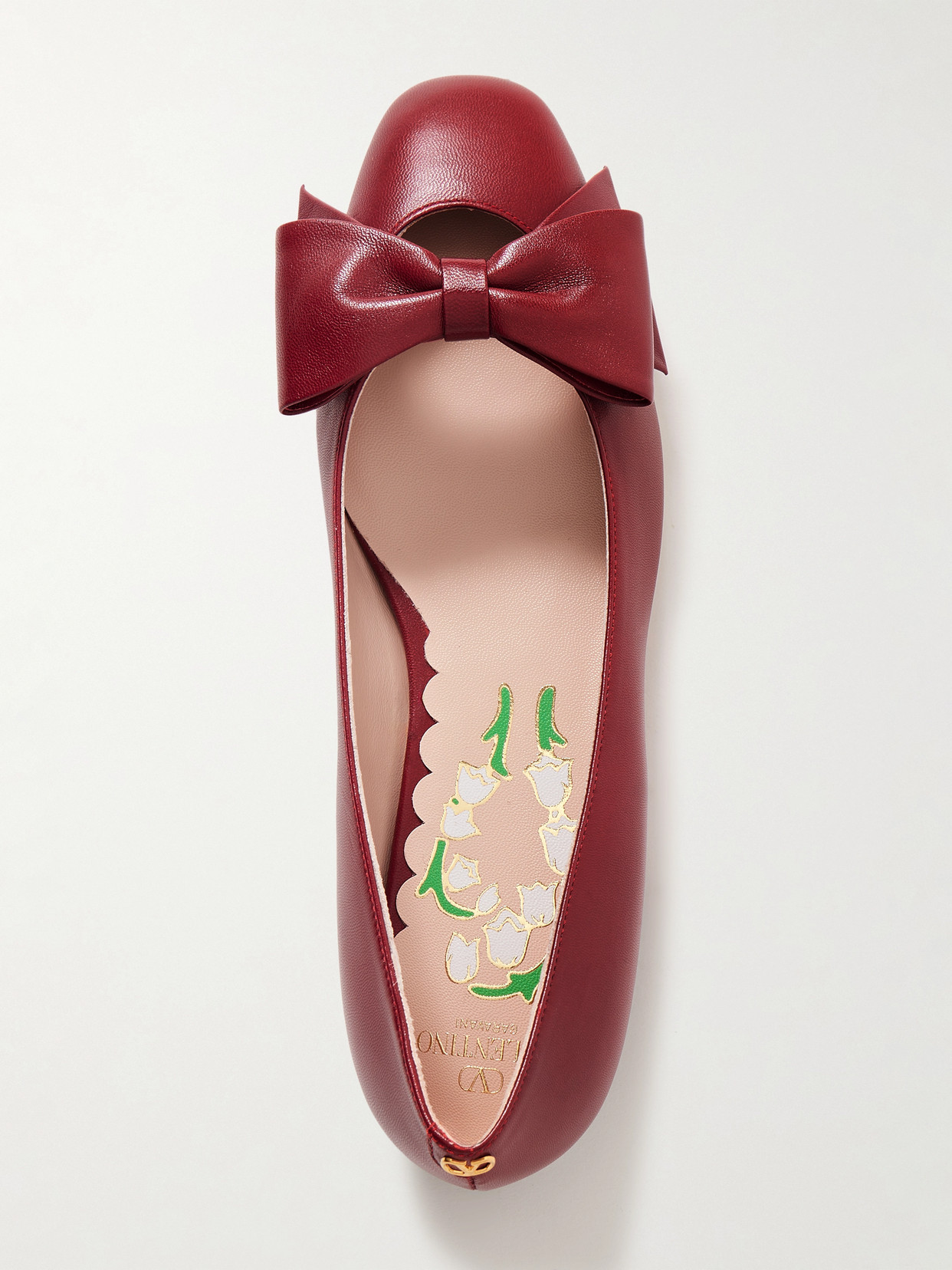 Valentino Bowow Leather Ballet Flat In Brown