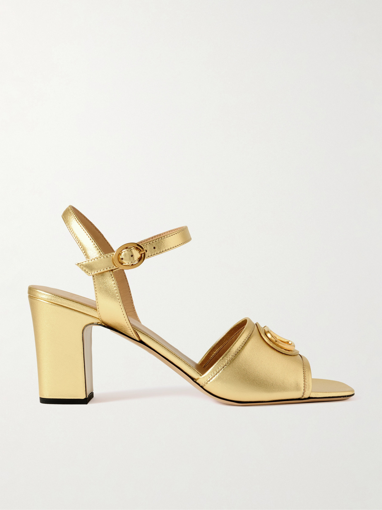 Valentino Garavani Vlogo 70 Embellished Metallic Leather Sandals In Gold