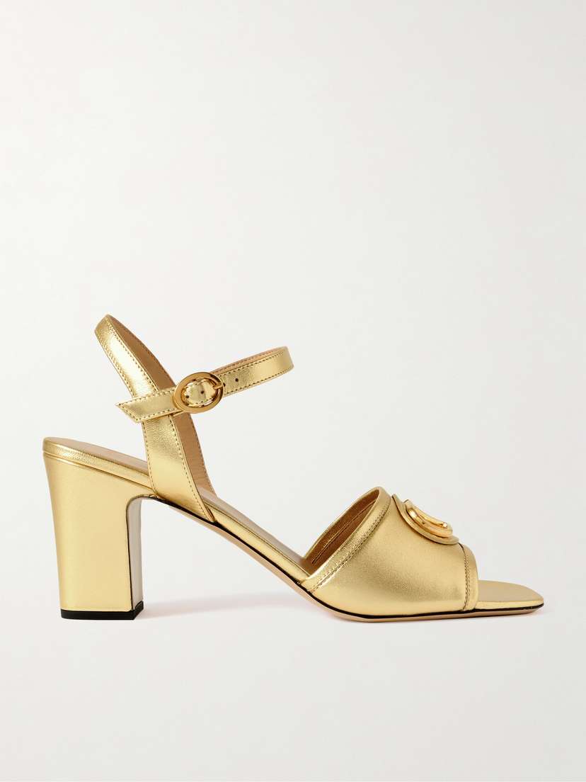 Valentino Garavani Vlogo 70 Embellished Metallic Leather Sandals