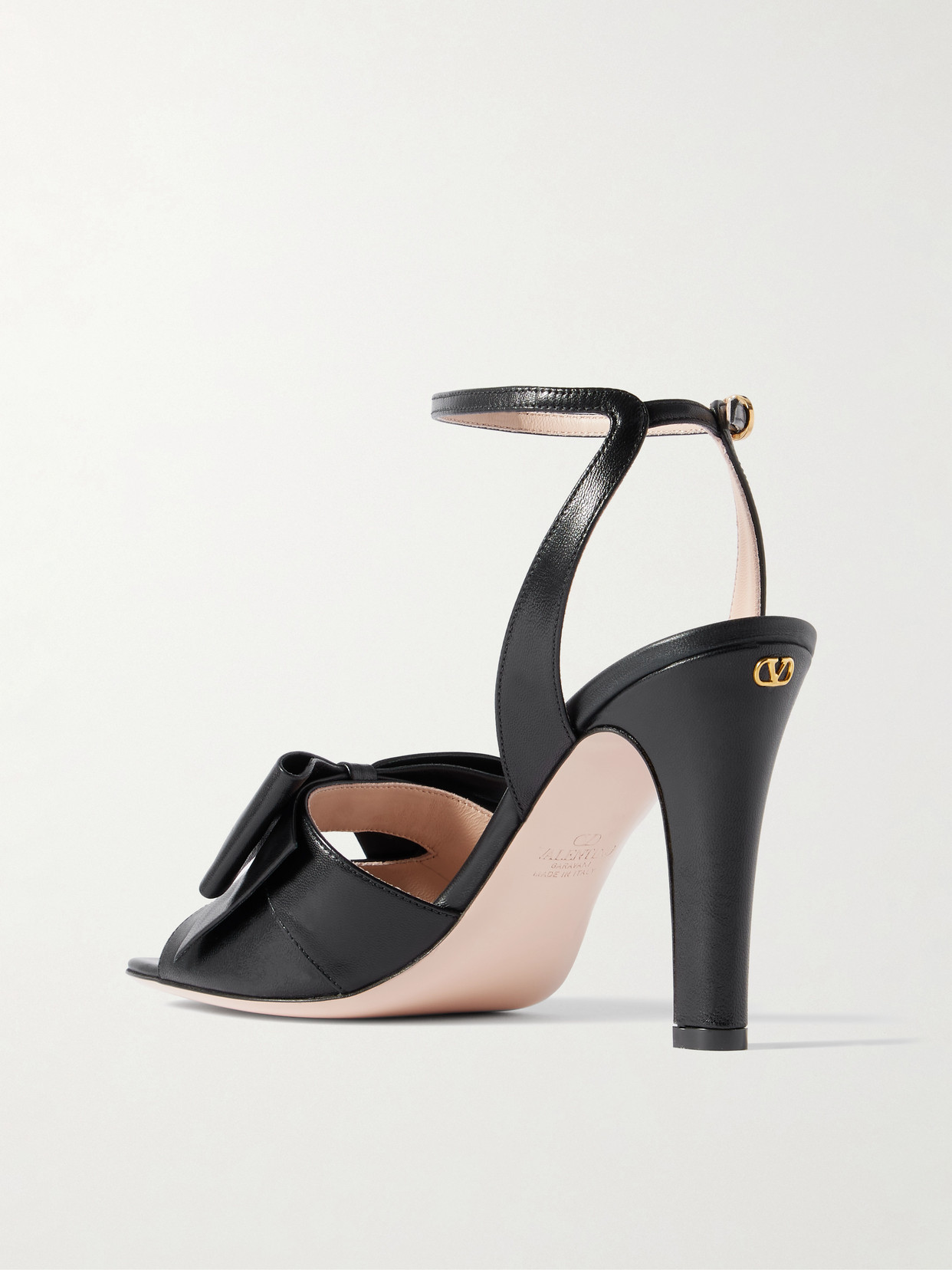 Valentino Garavani Sandal |  Bowow | T. 95 | Capretto/antique Brass Logo Sandals Black