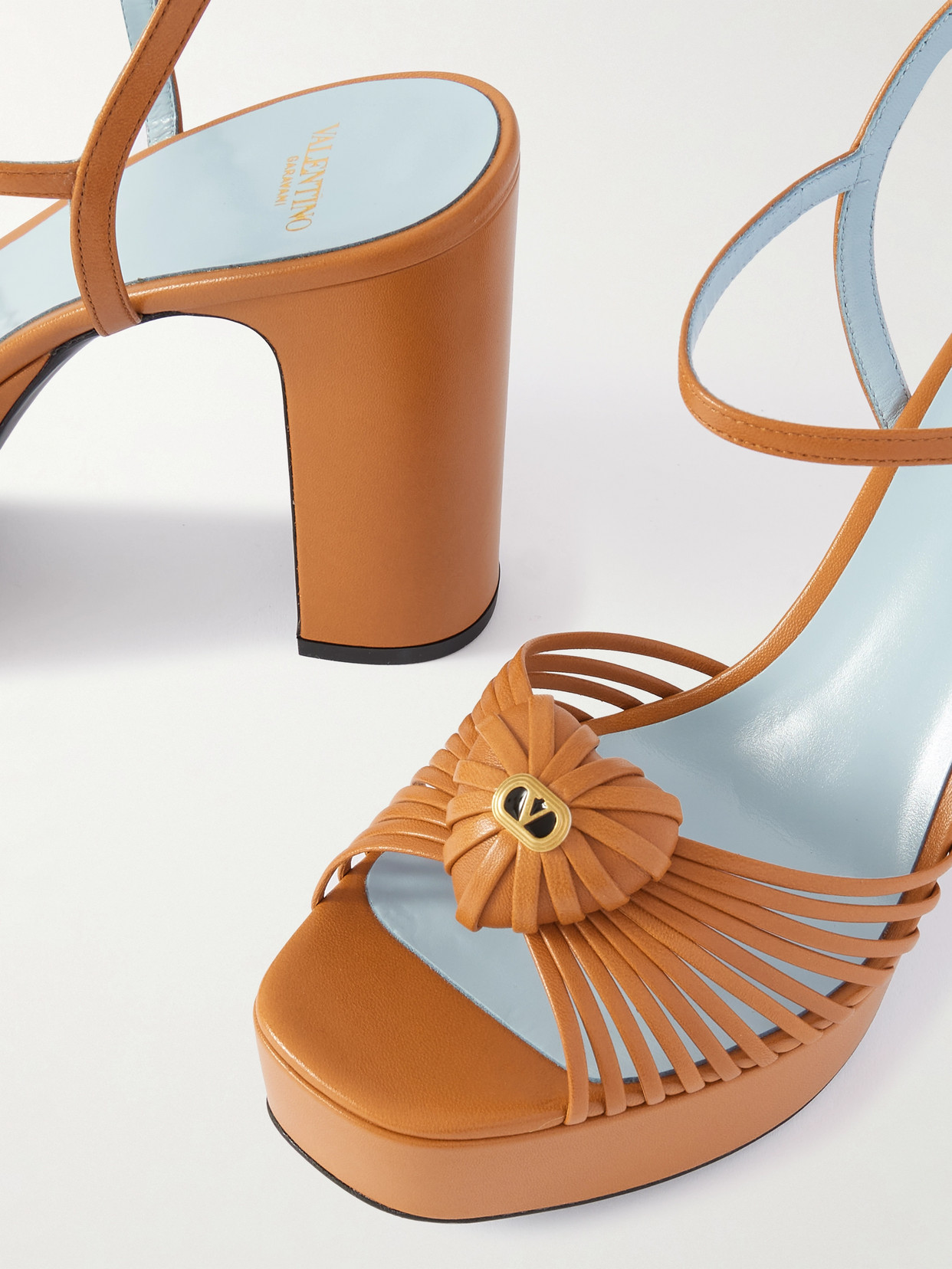 Valentino Garavani Orange Leather Vlogo Signautre Sandals In Multi