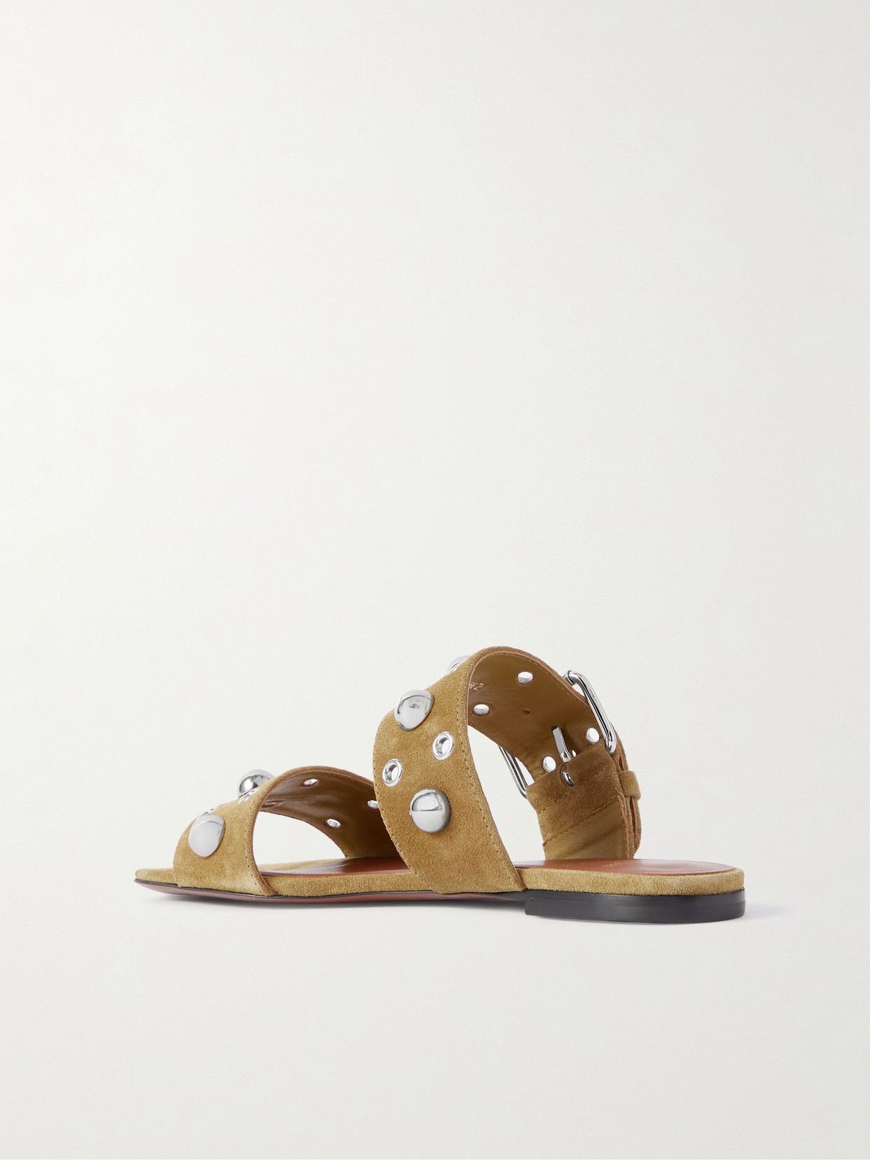 Valentino Garavani Nellcôte Crust Leather Slide Sandal Woman Havana Beige 37.5 In Brown