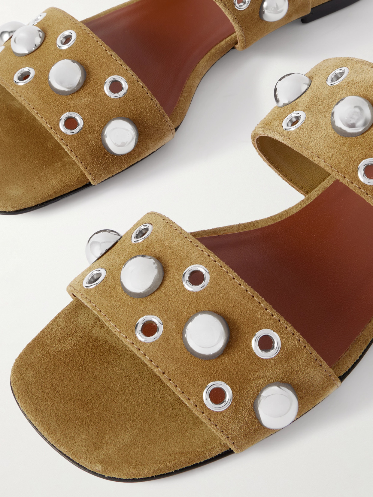 Valentino Garavani Nellcôte Crust Leather Slide Sandal Woman Havana Beige 37.5 In Brown