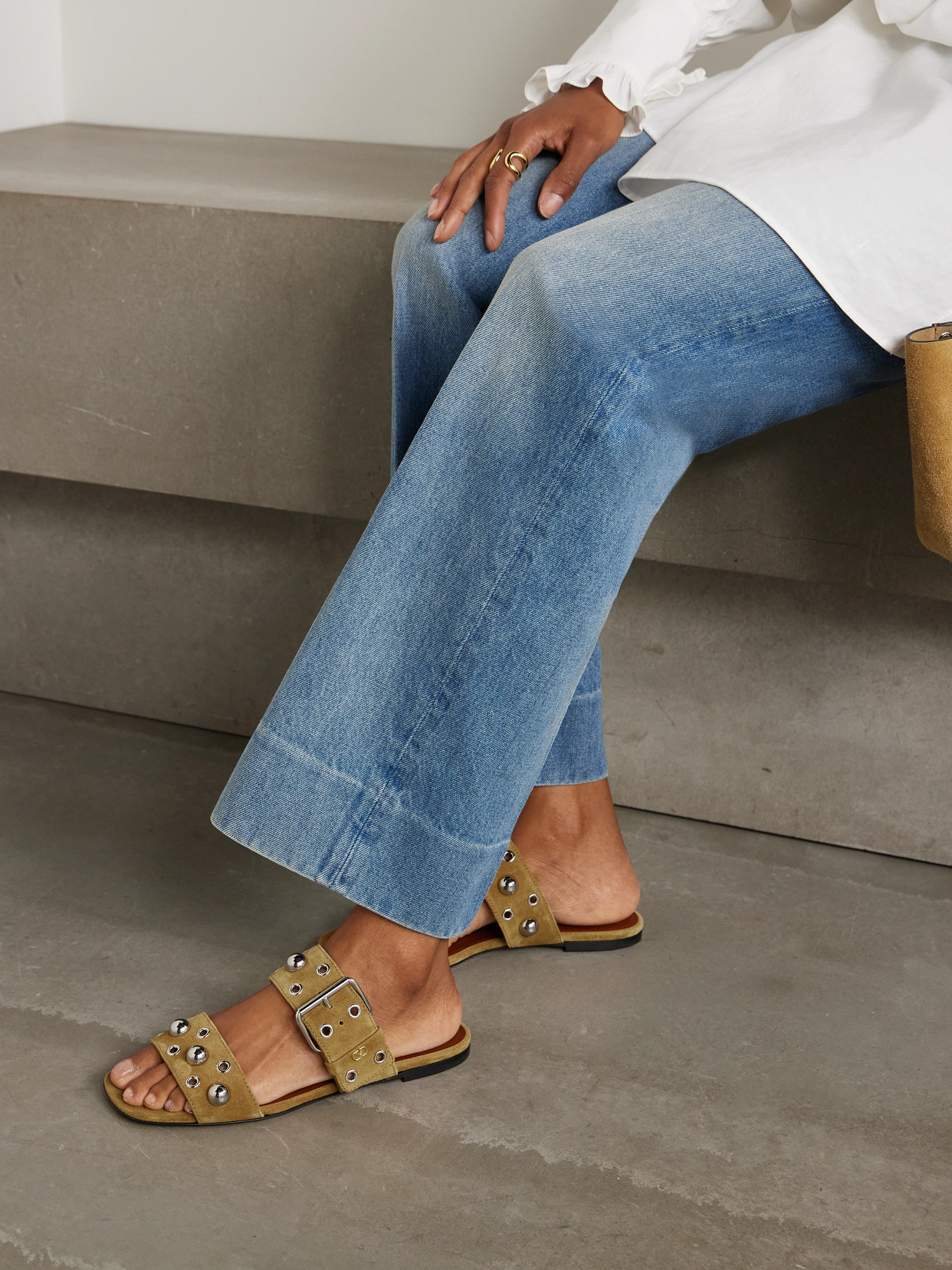 Valentino Garavani Nellcôte Crust Leather Slide Sandal Woman Havana Beige 37.5 In Brown