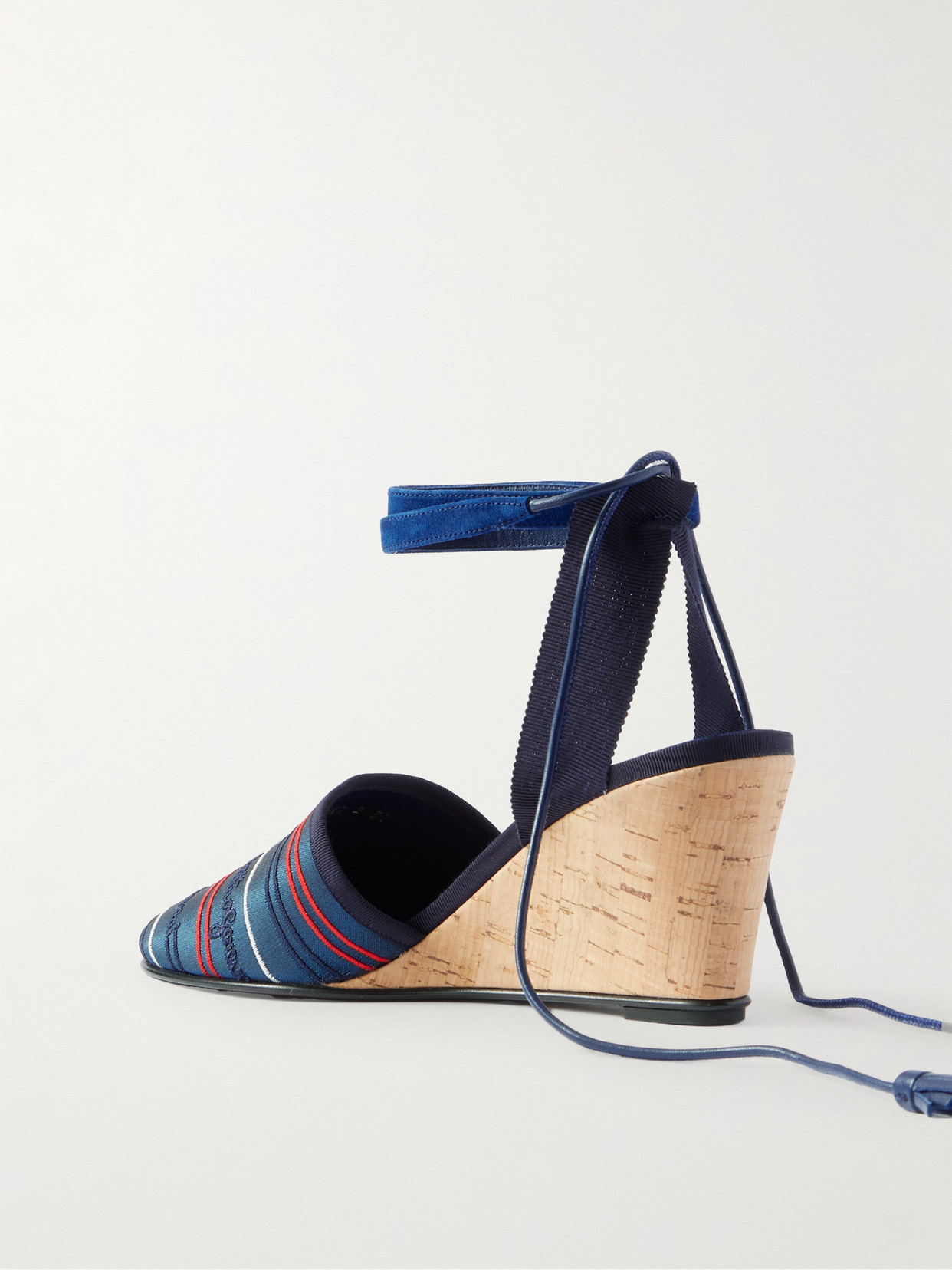 Garavani - La Cruisette 75 Tasseled Embroidered Canvas Wedge