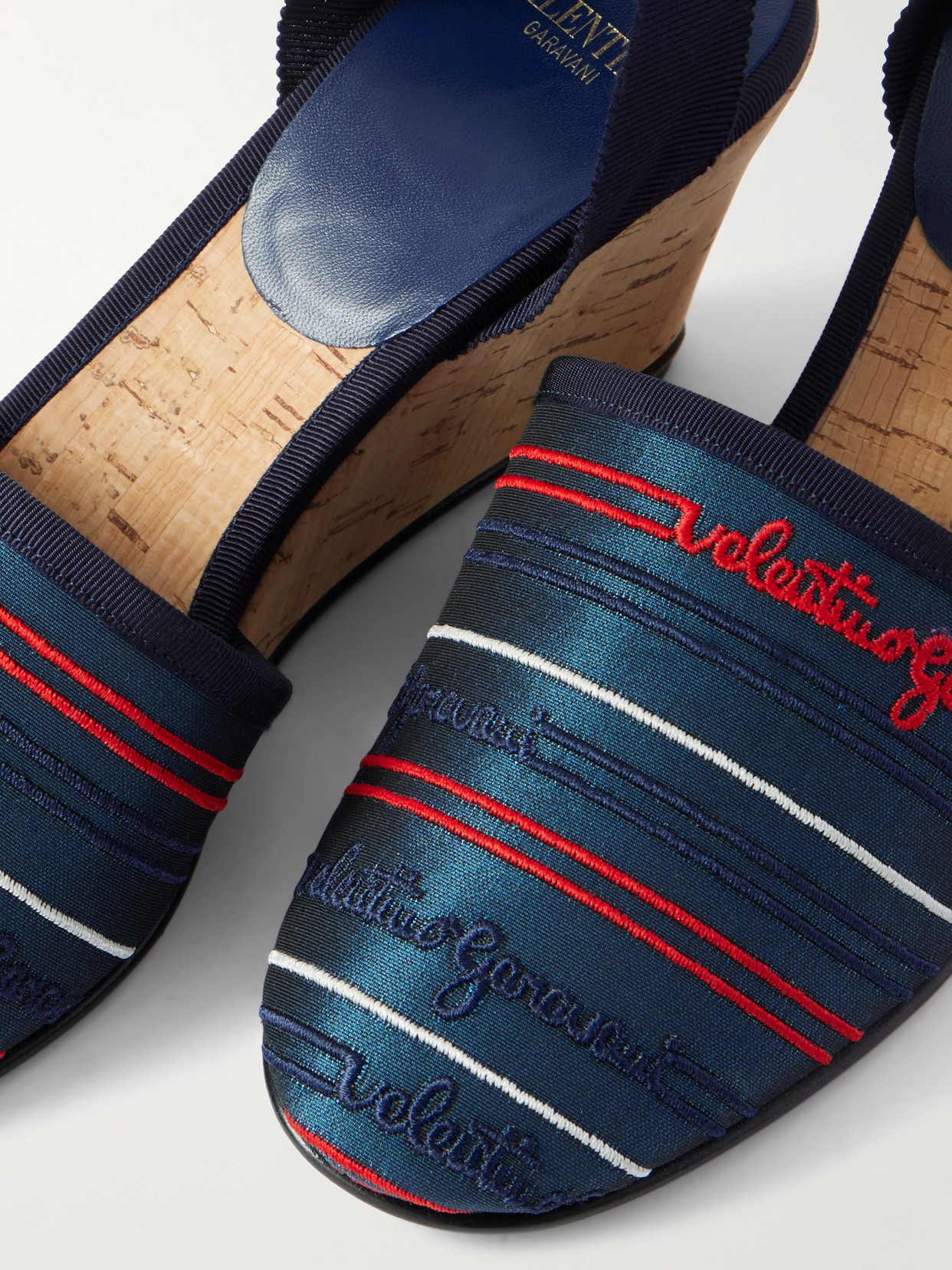 Garavani - La Cruisette 75 Tasseled Embroidered Canvas Wedge