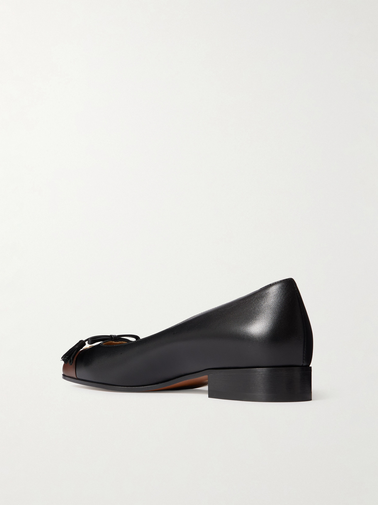 Valentino Ballerina Embellished Two-tone Leather Flats