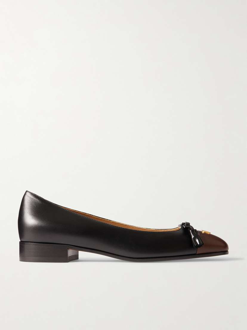 Valentino Garavani Ballerina Embellished Two-tone Leather Flats