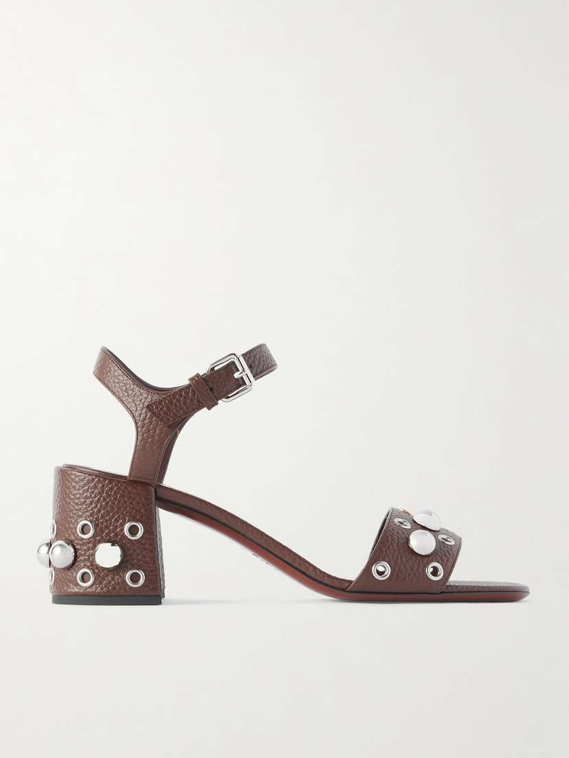 Valentino Garavani — Nellcôte 60 embellished textured-leather sandals