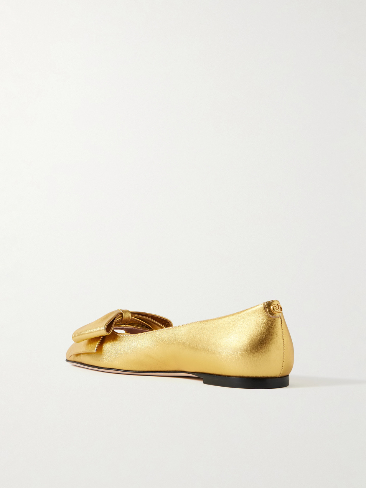 Valentino Bowow Metallic Leather Ballet Flats