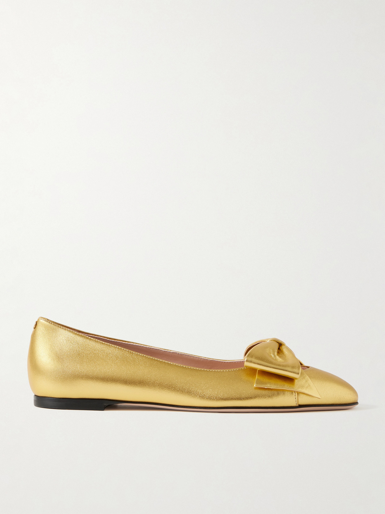 Valentino Garavani Bowow Metallic Leather Ballet Flats