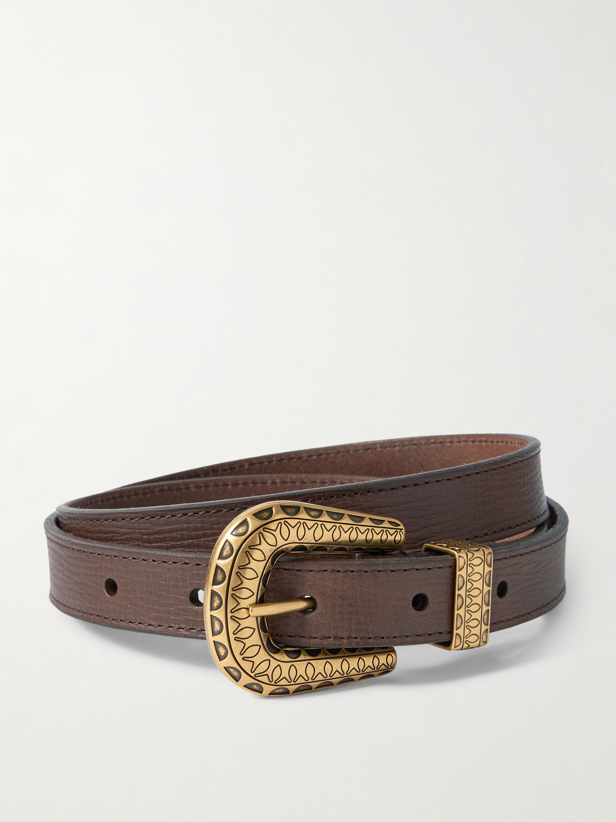 Valentino Garavani Vlogo Textured-leather Belt In Brown