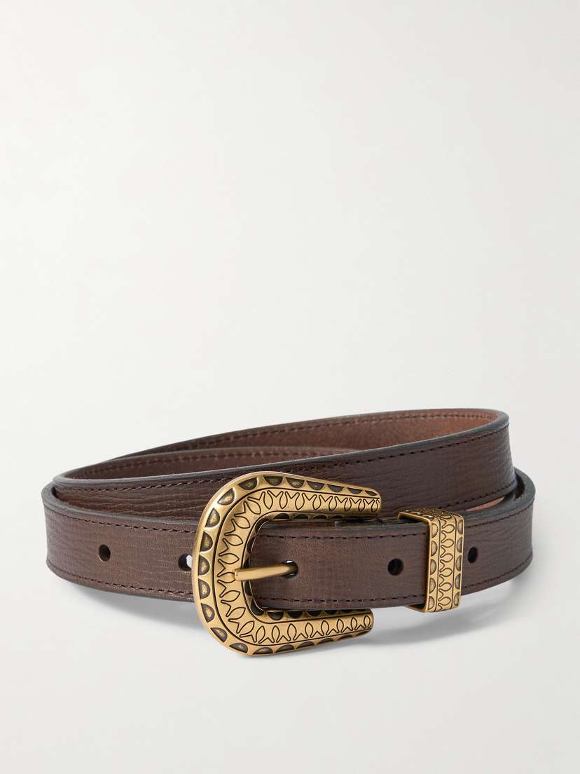 Valentino Garavani Vlogo Textured-leather Belt