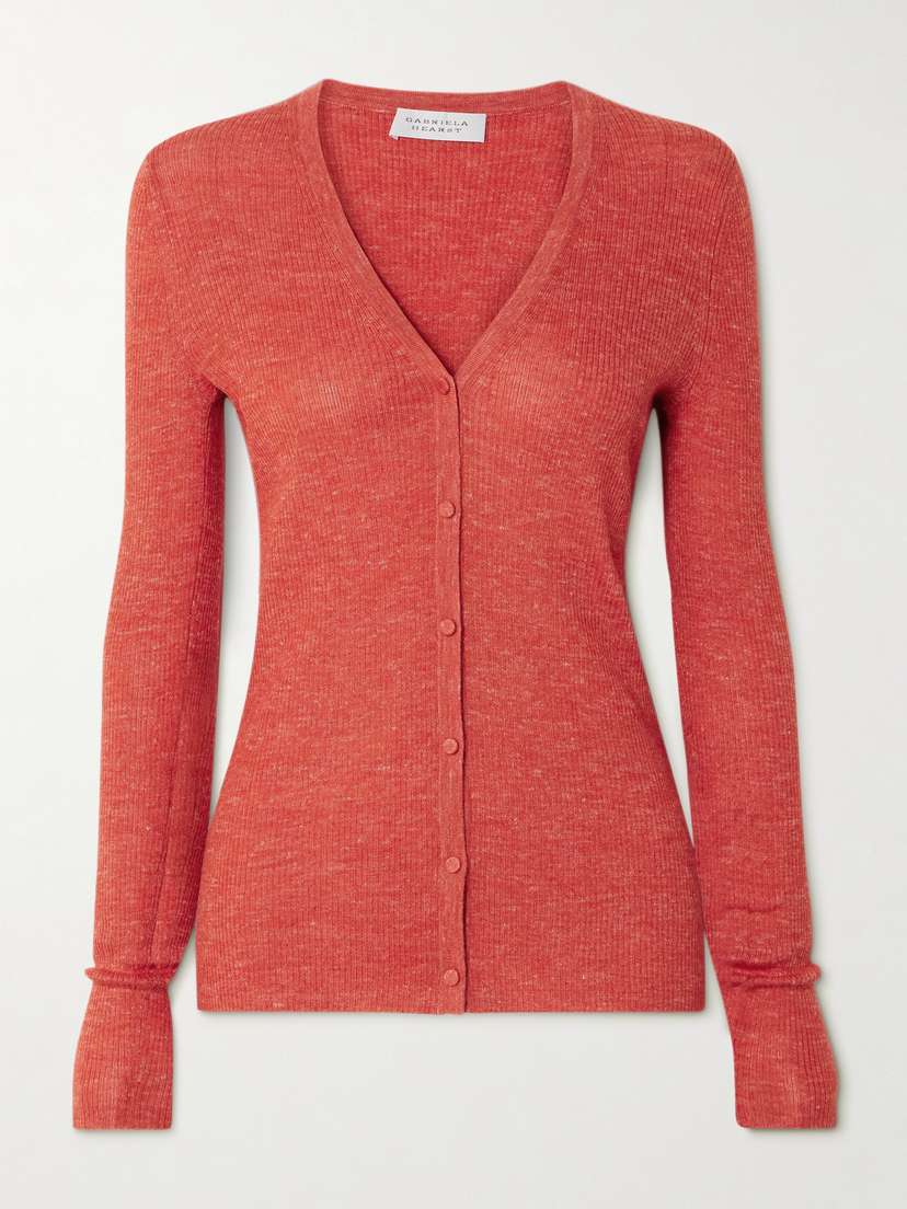 Gabriela Hearst Aiste Ribbed Cashmere, Silk And Hemp-blend Cardigan