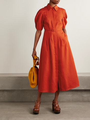 Gabriela Hearst Maude belted linen midi shirt dress