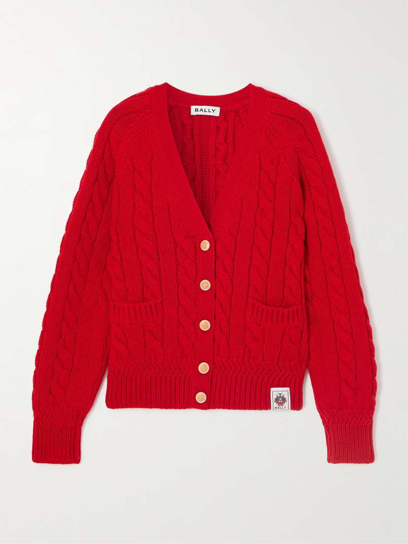 BALLY Cable-knit Merino Wool Cardigan