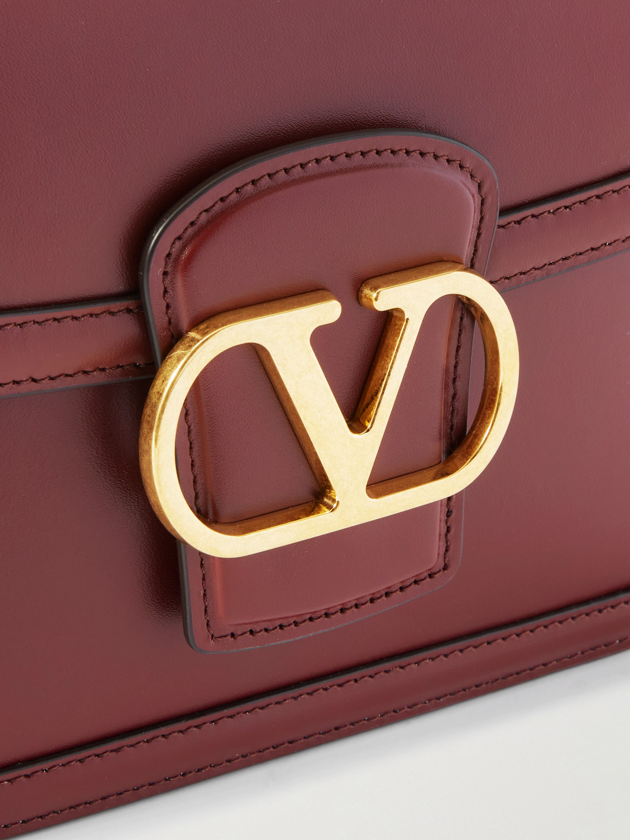 Valentino Womens Brick Ruby 9to5 Small Leather Shoulder Bag