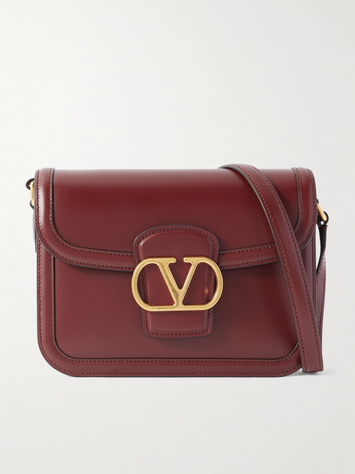 Valentino Womens Brick Ruby 9to5 Small Leather Shoulder Bag