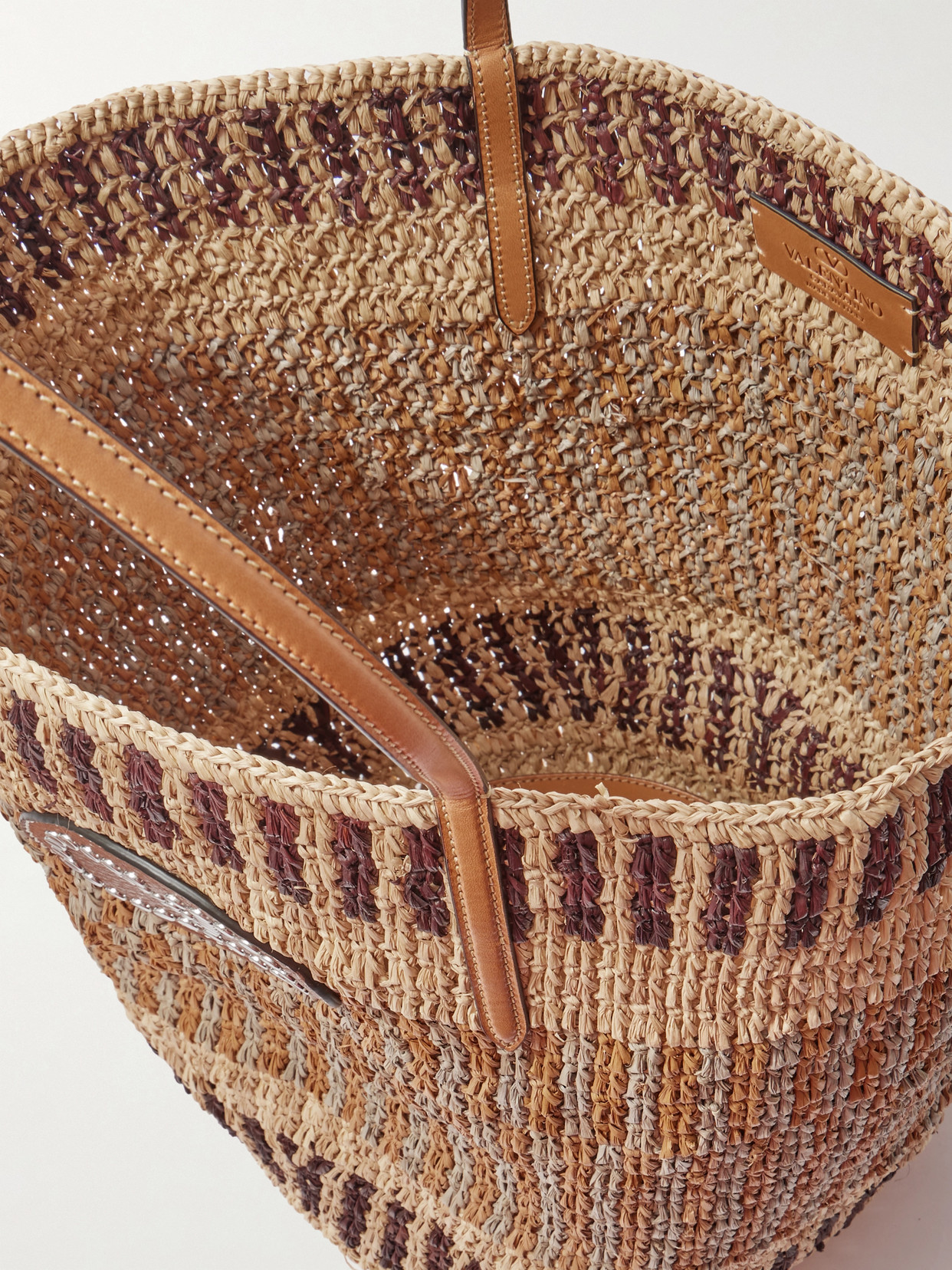 Valentino Vlogo Signature Crochet Straw Tote Bag