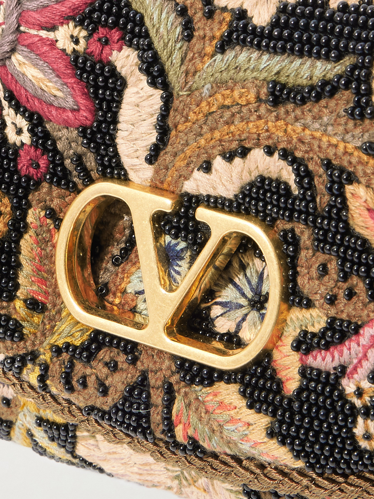 Valentino Vain Leather-trimmed Beaded Embroidered Tote