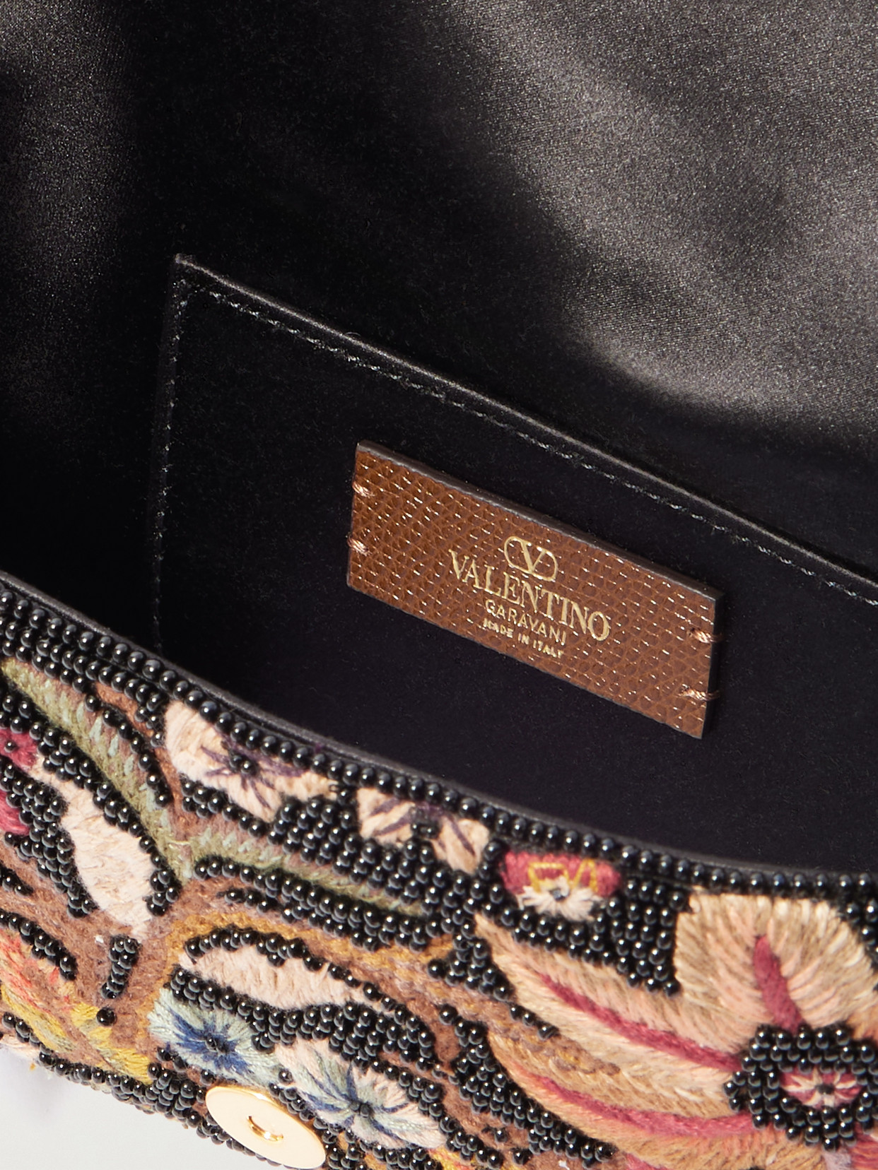 Valentino Vain Leather-trimmed Beaded Embroidered Tote
