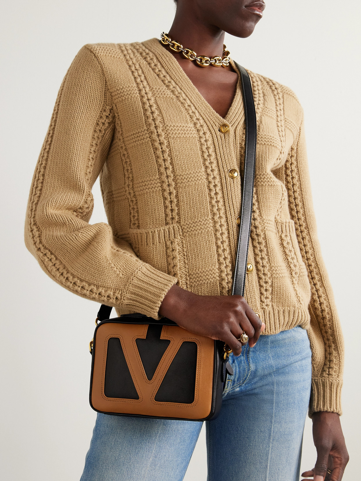 Valentino Viva Superstar Two-tone Leather Shoulder Bag