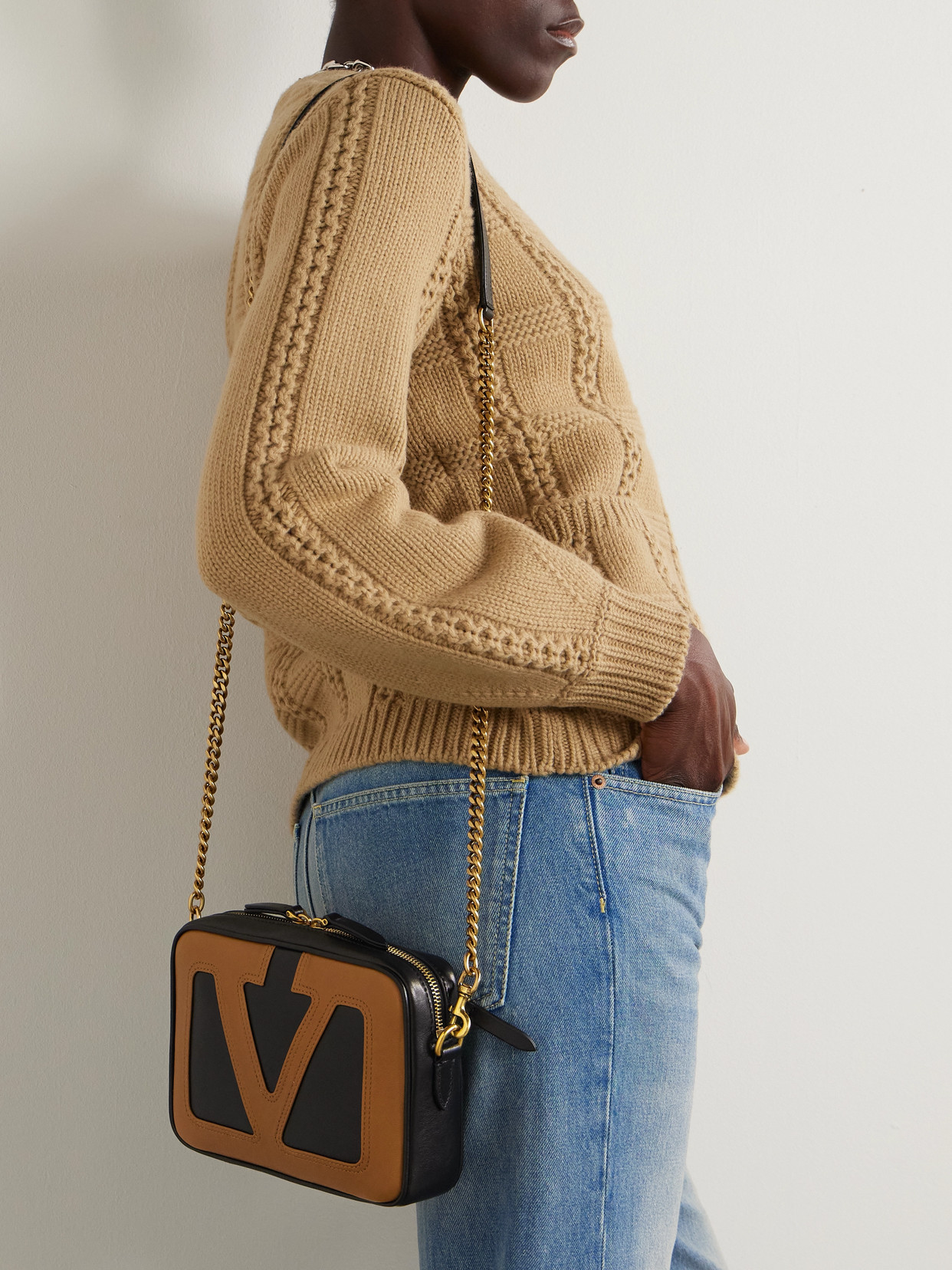 Valentino Viva Superstar Two-tone Leather Shoulder Bag