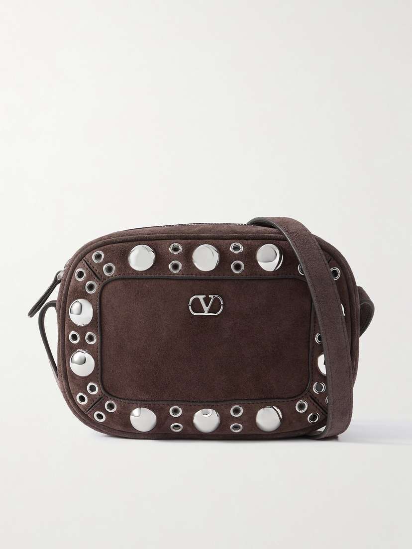Valentino Garavani Nellcôte Embellished Suede Shoulder Bag